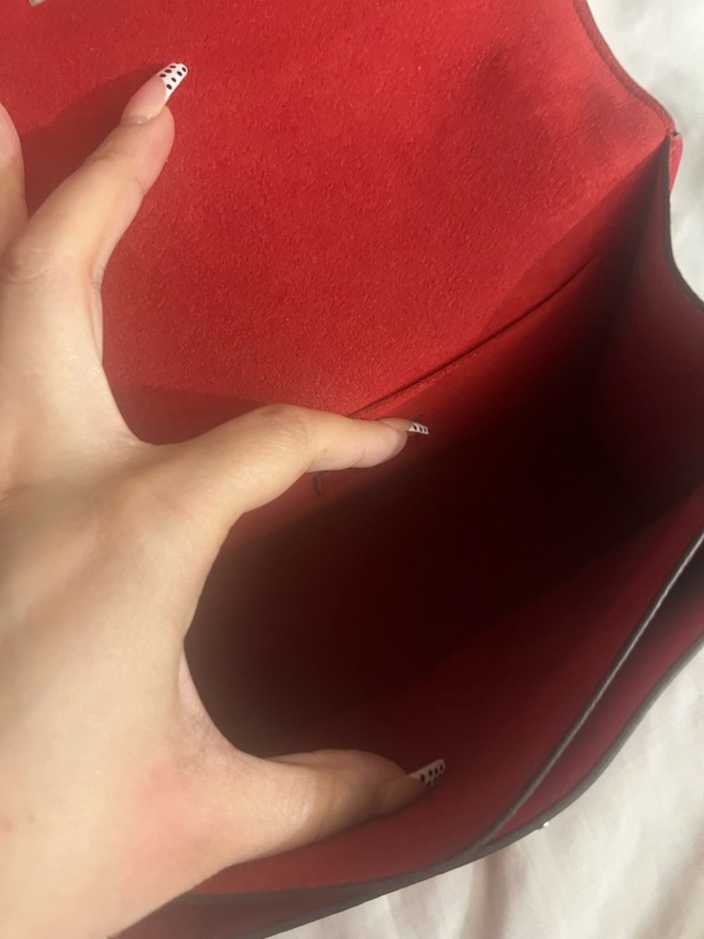 Louis Vuitton Red Leather Chain Shoulder Bag with Silver Hardware - Picture 3 of 5